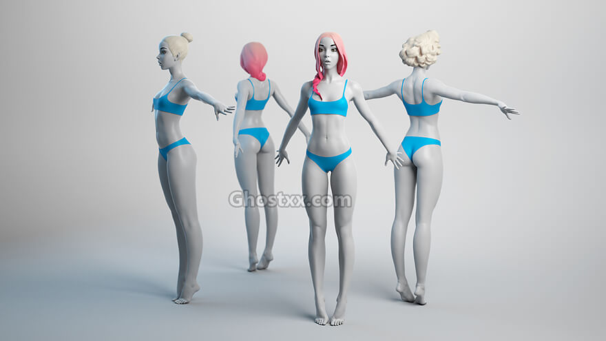 female basemesh      3dmodel cubebrush   女性人体基础模型3,ztl