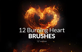 12 Burning Heart Brushes