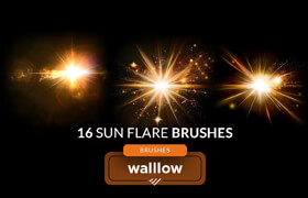 16 Magical sun flare photoshop digital brushes - ps笔刷