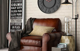 3dsky - Pottery Barn Turner Roll armchair Set