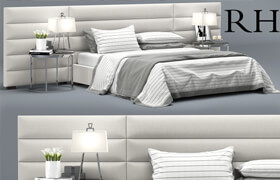 RH Modern custom horizontal channel fabric hedboard bed