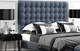 Bed TOV Furniture Eden Grey Velvet Tufted  ​