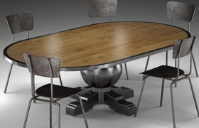 Enzo Pine Loft Industrial Metal Oval Dining Table