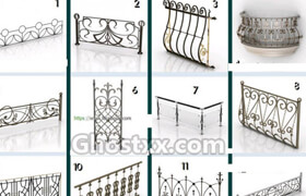 3dsky - 21 Balcony Fence Set - 3DS MAX + High Resolution Textures