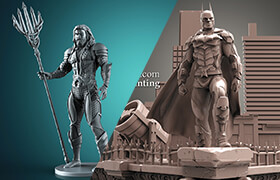 Cubebrush - Aquaman and Batman Diorama 3D Printable - 3dmodel