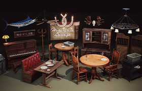 Cubebrush - Restaurant and Dive Bar Props COMBO PACK [UE4+Raw]