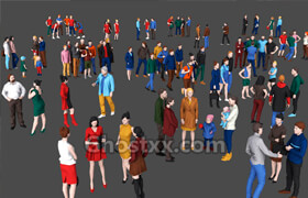 Cgtrader - Complete Colored Lowpoly Standing People Low poly - 3D model