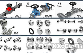 Cgtrader - VALVES AND FITTINGS MULTI-PACK FOR PROCESS ENGINEERS - STEP 3D Model Collection