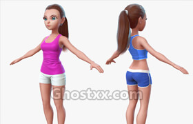 Cgtrader - Cartoon Sport Girl 2 Low-poly 3D model