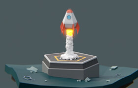CGCookie - Build and Animate a Low Poly Rocket in Blender 2.8 for Beginners