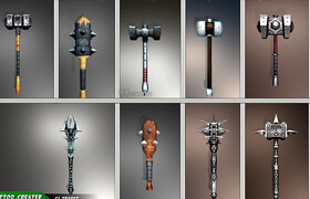 CGTrader - Fantasy Mace-hammer Collection Pack low poly 3D model