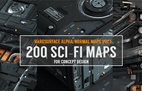 Artstation - Hardsurface AlphaNormal Maps Vol 1 - 200 Sci-Fi Maps