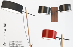 Roll & Hill - Excel Desk, Floor Lamp, Double Sconce