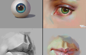 Artstation - Painting facial features Eye, Lips, Nose by Naranbaatar Ganbold