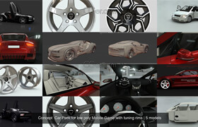 Cgtrader - Concept Car Pack for low poly Mobile Game with tuning rims 3D Model Collection