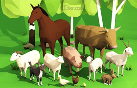 Cgtrader - Domestic animals rigged pack VR  AR  low-poly 3d model