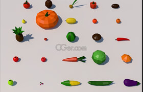 Cgtrader - Fruit and vegetables low poly pack VR  AR  low-poly 3d model