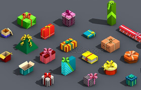 Cgtrader - Low Poly Gift Box Isometric VR  AR  low-poly 3d model