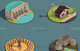 Cgtrader - Low Poly Green Energy Isometric VR  AR  low-poly 3d model