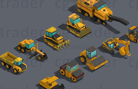 Cgtrader - Low Poly Heavy Construction Machinery Equipment Industrial VR  AR  low-poly 3d model
