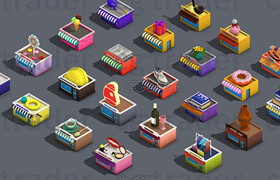 Cgtrader - Low poly Stores Shops Isometric VR  AR  low-poly 3d model