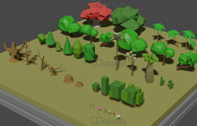 Cgtrader - Low Poly Tree Collection - 40 Models VR  AR  low-poly 3d model