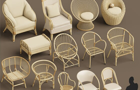 Cgtrader - Wicker chair set A 3D model