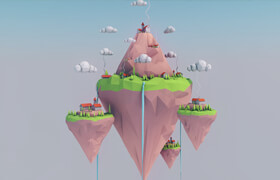 Skillshare - Creating a low poly floating islands in Cinema 4D