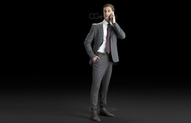 Humano Elegant Business Man Standing and calling 0106 - 3D model  ​