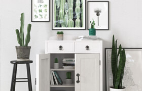 Green and white set with plants