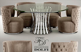 Table and chair sedia capitonne girevole dolfi