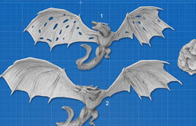 Gambody - Viserion Ice Dragon - 3d print model