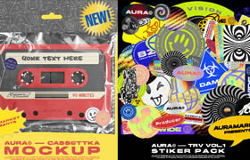 Aura Cassette and Sticker Mockups