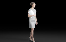 Humano Elegant business woman walking with papers 0110 - 3D model