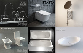 3dsky网站的6套pro级别的卫生间家具洁具模型合集