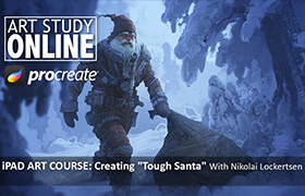 Art Study Online - iPad Artist Creating Tough Santa with Nikolai Lockertsen