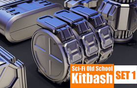 CGTrader - Sci-Fi Old School Kitbash 3D model