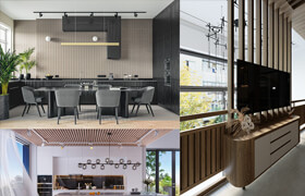 3D Interior Scenes File 3dsmax Model Kitchen – Dining Room