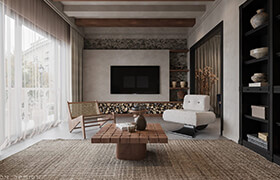 9706. Download Free 3D Interior Living Room - Kitchen Model By Nguyen Ha