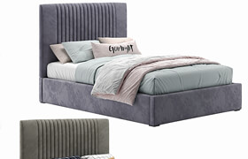 Upholstered Platform Bed With French HeadBoard