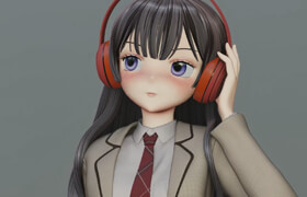 Gumroad - Anime School Girl - Blender 3.0 Full Process videos & 3D model
