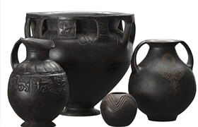 Black terracota vintage vases
