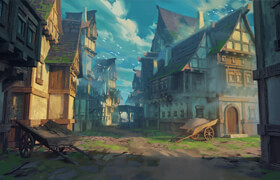 ArtStation - Environment concept art with 3d (Medieval town)