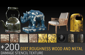 Artstation - Mohsen Gh - 200 stencils dirt and damage, roughness, metal, wood