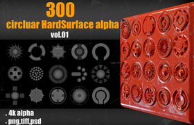Artstation - 300 Circluar Hardsurface Alpha Vol 01 - 建模笔刷