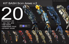 Artstation - 20 Scifi Arms GameReady v.2 + PBR Maps + Render Scene - 3dmodel