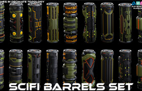 Artstation - SciFi Barrels Set - 3dmodel