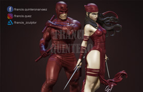 ArtStation - Daredevil & Elektra - Adi Granov style - 3D Print Model