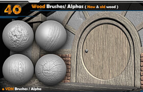 Artstation - 40 Wood VDM Brushes Alphas ( New & old wood ) Vol 02 - Zbrush笔刷