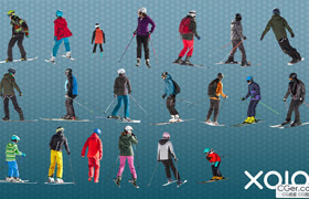 Winter People - Skiing Cutouts  XOIO  ​